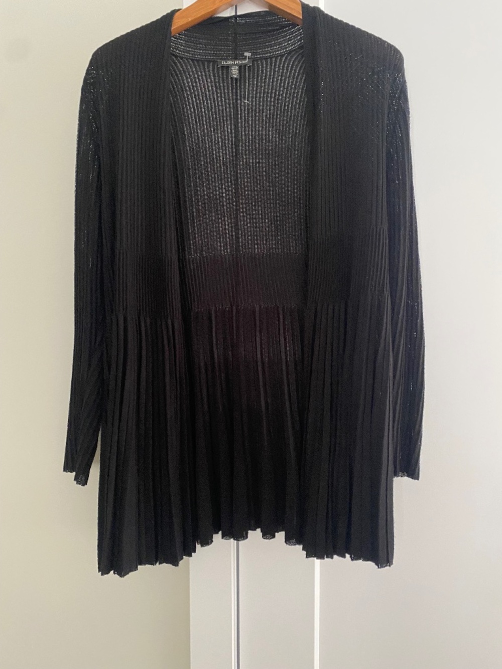 Eileen Fisher Black Midi Length Open Cardigan
